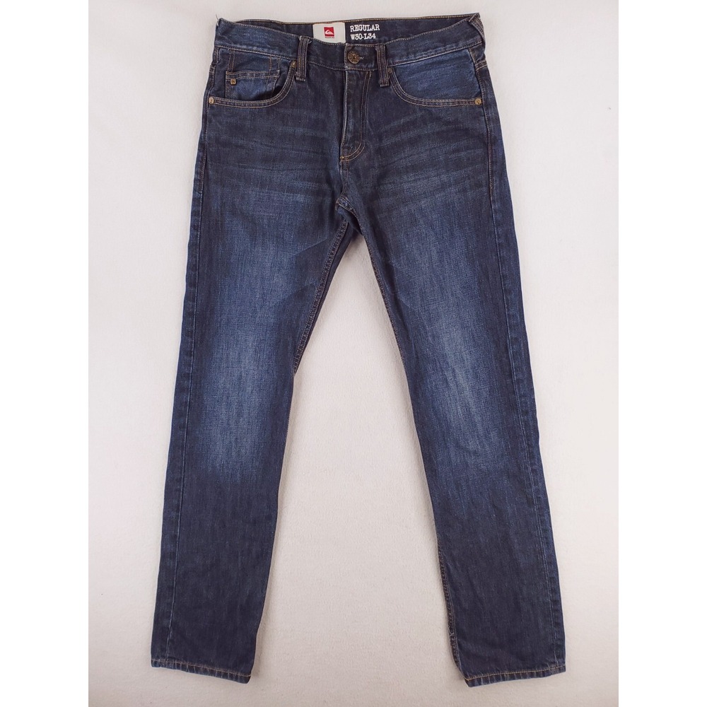 Quiksilver Jeans Mens 30x34 Regular Straight Pants Dark Wash Heavy Denim